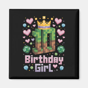 10e Verjaardag Meisje Shirt Gaming Pixel Party 10  Magneet