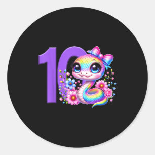 10e verjaardag meisje slang feest regenboog Coquet Ronde Sticker