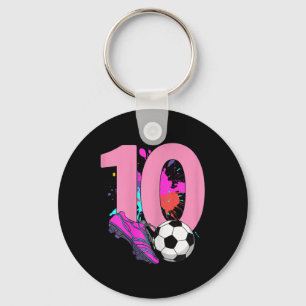 10e verjaardag meisje voetbalspeler voetballen 10  sleutelhanger