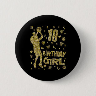 10e verjaardag meisjes basketbal fans speler leeft ronde button 5,7 cm
