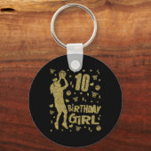 10e verjaardag meisjes basketbal fans speler leeft sleutelhanger (Voorkant)