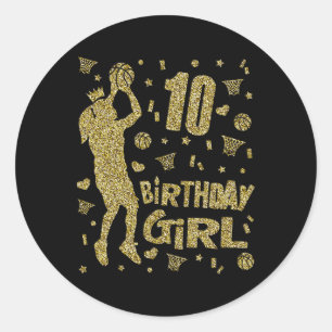 10e Verjaardag Meisjes Bysketbyll Fans Speler leef Ronde Sticker