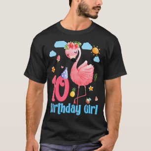 10e verjaardag meisjes Flamingo 10 jaar oud tropis T-shirt
