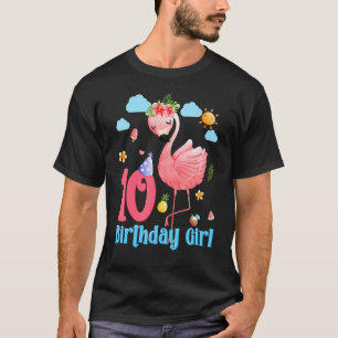 10e verjaardag meisjes Flamingo 10 jaar oud tropis T-shirt