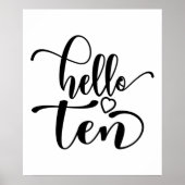 10e verjaardag meisjes Hallo Tien jaar 10 jaar oud Poster (Voorkant)