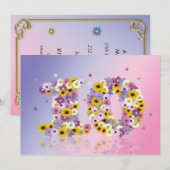 10e verjaardag, met bloemen letters kaart (Voorkant / Achterkant)