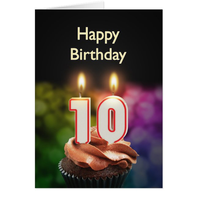 10e verjaardag met cake en kaarsen (Voorkant)
