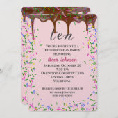 10e verjaardag met chocolade ijsjes en strooisel kaart (Voorkant / Achterkant)