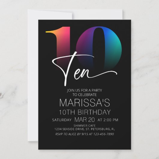 10e verjaardag Modern Kaart (Voorkant)
