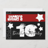 10e verjaardag modern voor hem rood wit zwart w01b kaart (Voorkant)