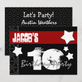 10e verjaardag modern voor hem rood wit zwart w01b kaart (Voorkant / Achterkant)