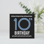 10e verjaardag Moderne Blauw en zwart W689 Kaart (Staand voorkant)