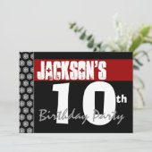 10e verjaardag Moderne Rode Zwart-wit Kaart (Staand voorkant)