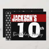 10e verjaardag Moderne Rode Zwart-wit Kaart (Voorkant / Achterkant)