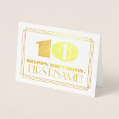 10e verjaardag; naam + Art Deco geïnspireerd look  Folie Kaarten (Voorkant)