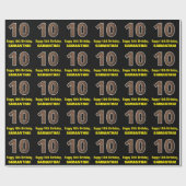 10e verjaardag: Naam & Faux Wood Grain Patroon "10 Cadeaupapier (Vlak)
