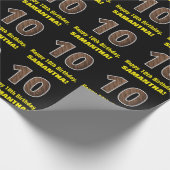 10e verjaardag: Naam & Faux Wood Grain Patroon "10 Cadeaupapier (Hoek)