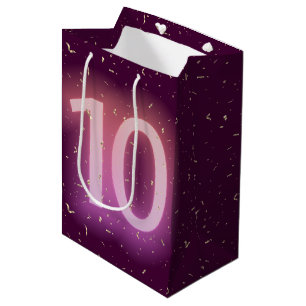 10e verjaardag Neon bord met gouden confetti Medium Cadeauzakje