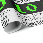 10e verjaardag - Nerdy / Geeky stijl "10" en naam Cadeaupapier (Rol Hoek)