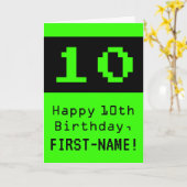 10e verjaardag: Nerdy / Geeky stijl "10" en naam Kaart (Gele Bloem)