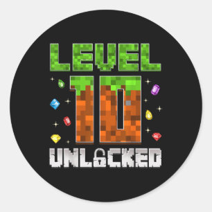 10e verjaardag niveau 10 ontgrendeld Kinder 10 jaa Ronde Sticker