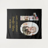 10e verjaardag nummer 10 fotocollage modern zwart wandkleed (Voorkant (horizontaal))