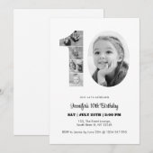 10e verjaardag nummer 10 fotocollage zwart wit kaart (Voorkant / Achterkant)