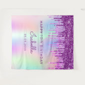 10e verjaardag paarse roze glitters holografisch wandkleed (Voorkant (horizontaal))