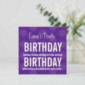 10e Verjaardag Paarse Sterren Aangepaste Naam V03 Kaart (Staand voorkant)