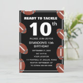 10e Verjaardag Party Football Black Sport Kinder B Kaart (Staand voorkant)