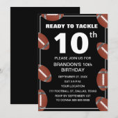 10e Verjaardag Party Football Black Sport Kinder B Kaart (Voorkant / Achterkant)