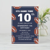 10e Verjaardag Party Football Navy Sport Kinder Bo Kaart (Staand voorkant)