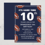 10e Verjaardag Party Football Navy Sport Kinder Bo Kaart (Voorkant / Achterkant)