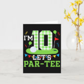 10e Verjaardag Party Golf Boy 10 jaar oud Golfer 1 Kaart (Gele Bloem)