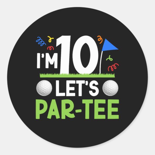 10e Verjaardag Party Golf Boy Tien jaar oude golfe Ronde Sticker (Voorkant)