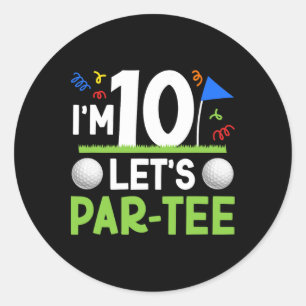 10e Verjaardag Party Golf Boy Tien jaar oude golfe Ronde Sticker