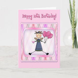 10e verjaardag Pink Angel Kaart