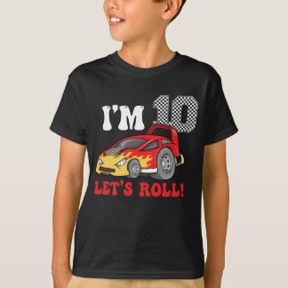 10e Verjaardag Race Auto 10 Jaar Oud Let's Roll T-shirt