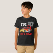 10e Verjaardag Race Auto 10 Jaar Oud Let's Roll T-shirt (Voorkant volledig)