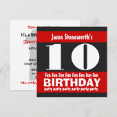 10e verjaardag Red White W01A van de Zwarte Partij Kaart (Voorkant / Achterkant)