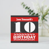 10e verjaardag Red White W01A van de Zwarte Partij Kaart (Staand voorkant)