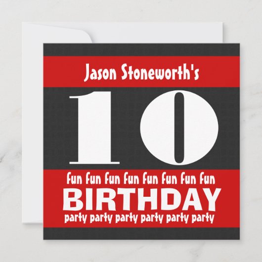 10e verjaardag Red White W01A van de Zwarte Partij Kaart (Voorkant)