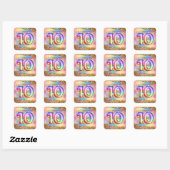 10e verjaardag regenboog glitter sparkle party vierkante sticker (Vel)