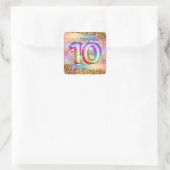 10e verjaardag regenboog glitter sparkle party vierkante sticker (Tas)
