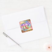 10e verjaardag regenboog glitter sparkle party vierkante sticker (Envelop)