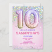 10e verjaardag, regenbooglitter Birthday Kaart (Voorkant)