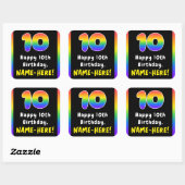 10e verjaardag: Regenboogspectrum # 10, Aangepaste Vierkante Sticker (Vel)
