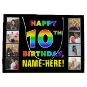 10e verjaardag: Regenboogtekst, Aangepaste foto's Groot Cadeauzakje (Achterkant)