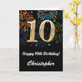 10e verjaardag regenboogvuurwerk zwart en goud kaart (Gele Bloem)