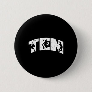 10e Verjaardag Retro Badminton 10 Jaar Oud Jongen  Ronde Button 5,7 Cm